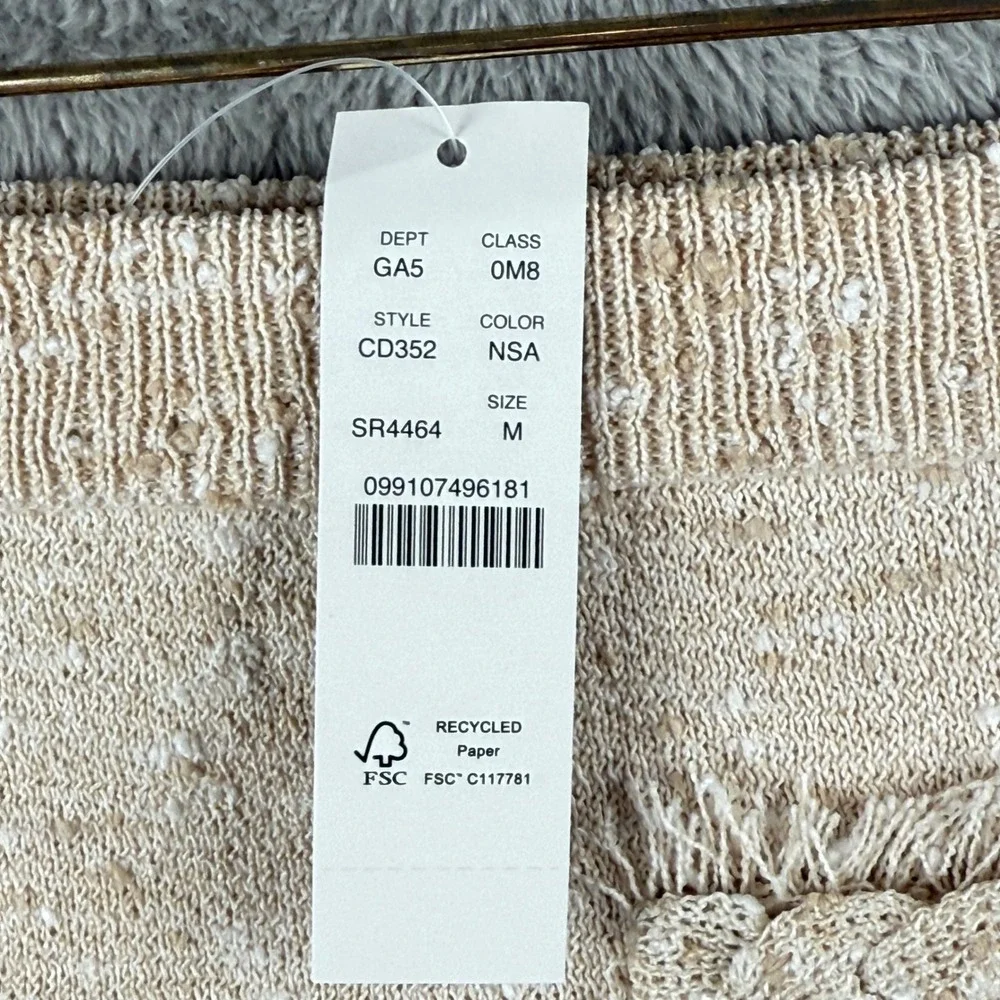 J.Crew Skirt Tweed‎ Knit Womens M Mini Frayed Hem Pockets Beige Career NWT